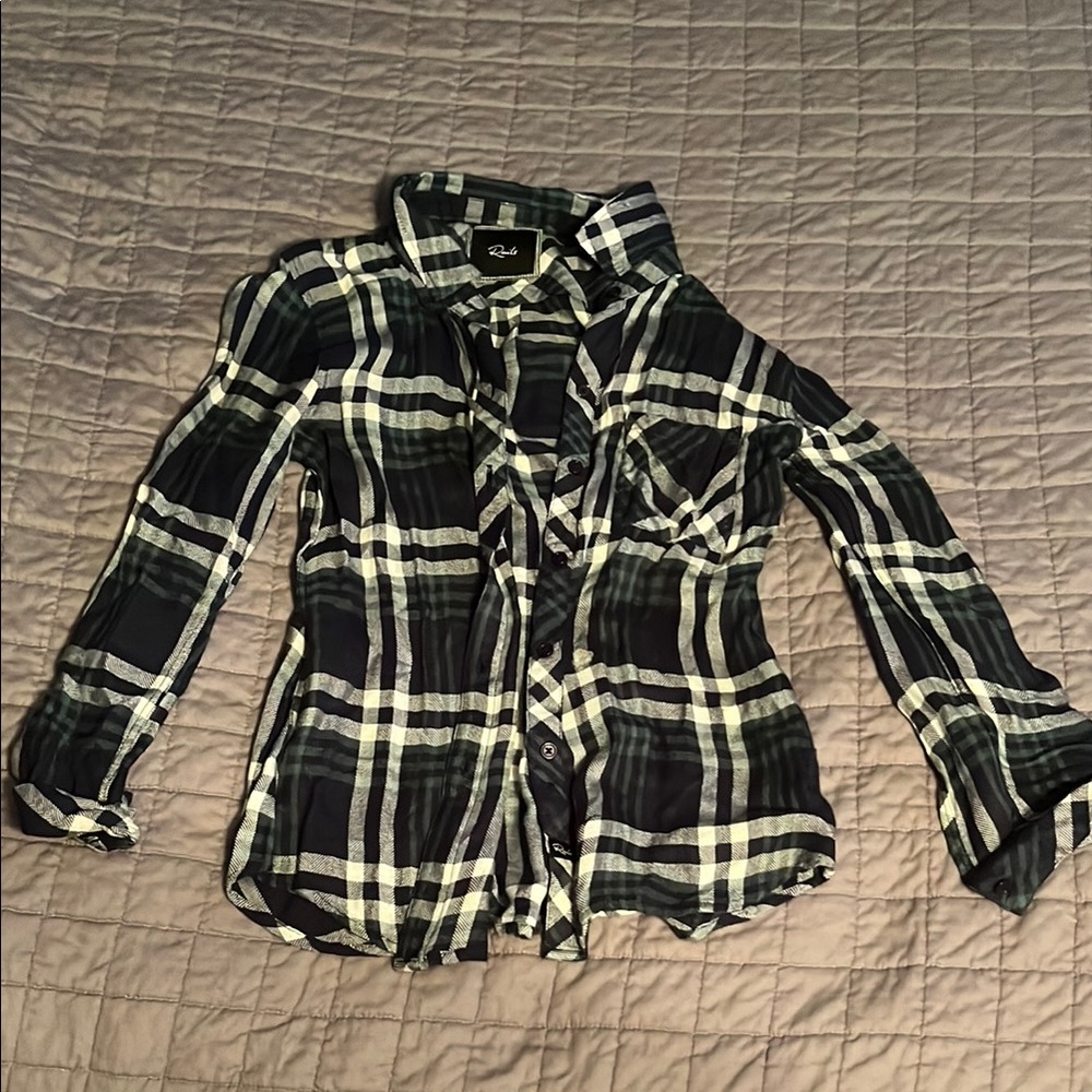 Rails Women’s Green and Black Flannel Long Sleeve Shirt Size: XS